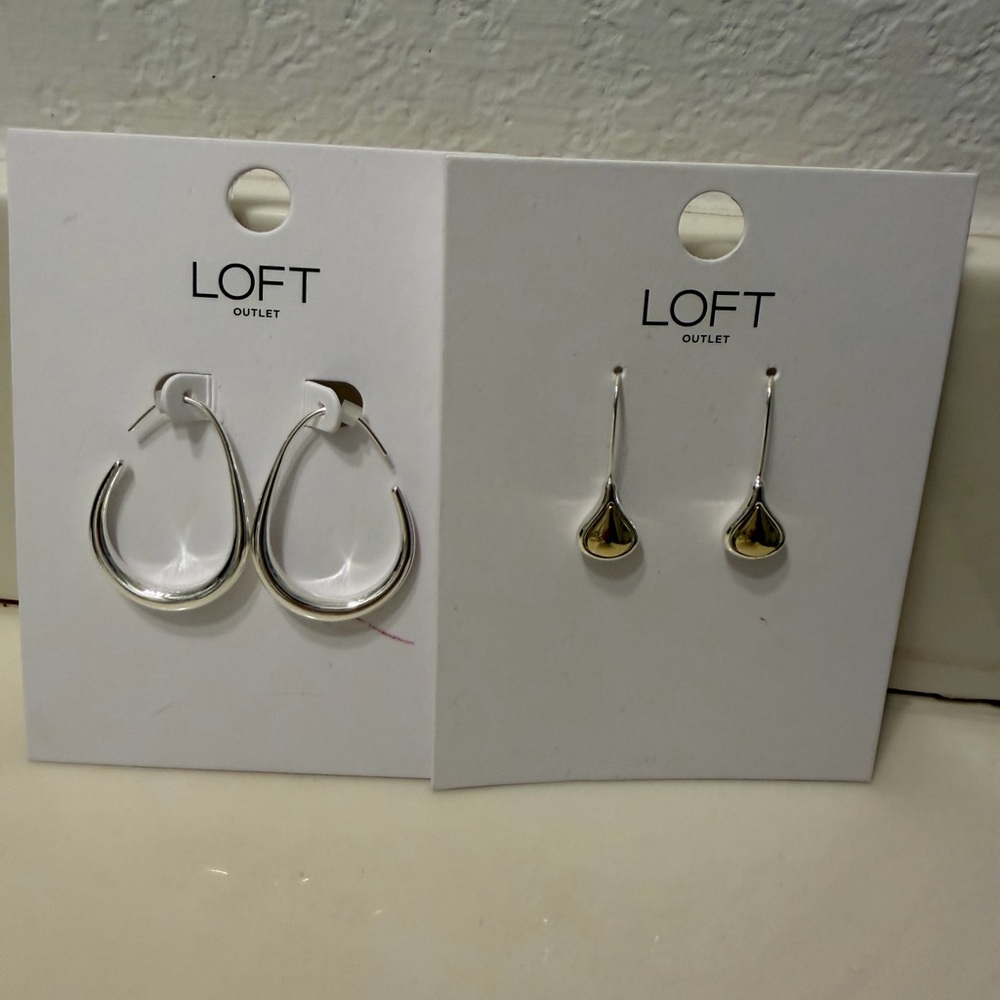 LOFT Silver Hoop and Teardrop Earring Duo